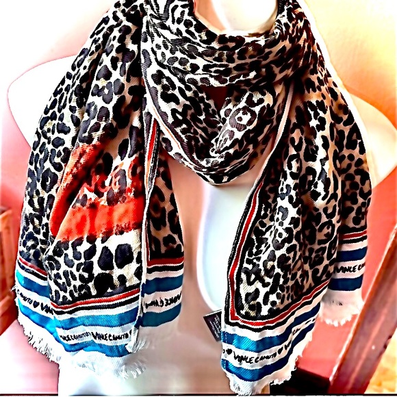Vince Camuto Leopard Heart Long Wrap Around Scarf Shawl